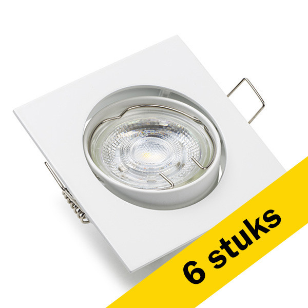 Aanbieding: 6x Led inbouwspot GU10 vierkant | Wit | 1800-2700K | Dimbaar | IP20 | 4W (50W) LDR08415 - 1