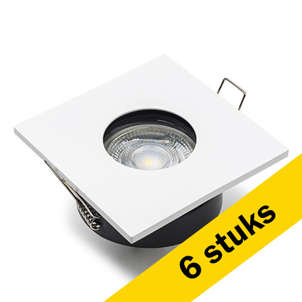 Aanbieding: 6x Led inbouwspot GU10 vierkant | Wit | 2700K | Dimbaar | IP65 | 4W (50W) LDR08445 - 1