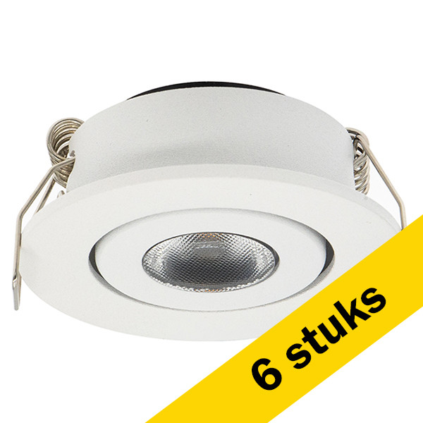 123led Aanbieding: 6x Led mini inbouwspot | Rond | 2700K | Wit | Ø 42mm | IP44 | Dimbaar | 3W  LDR02151 - 1