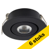 Aanbieding: 6x Led mini inbouwspot | Rond | 2700K | Zwart | Ø 42mm | IP44 | Dimbaar | 3W