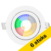 Aanbieding: 6x Zigbee inbouwspot | Rond | RGB + 2700-6500K | Wit | Ø 75 mm | IP65 | Dimbaar | 5W