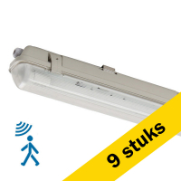 123led Aanbieding: 9x LED TL armatuur met sensor 120 cm | incl. TL buis | 4000K | 2100 lumen | IP65 | 14W  LDR08649