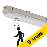 123led Aanbieding: 9x Led TL armatuur met sensor 120 cm | incl. TL | 4000K | IP65 | 2100 lumen | 14W  LDR01402