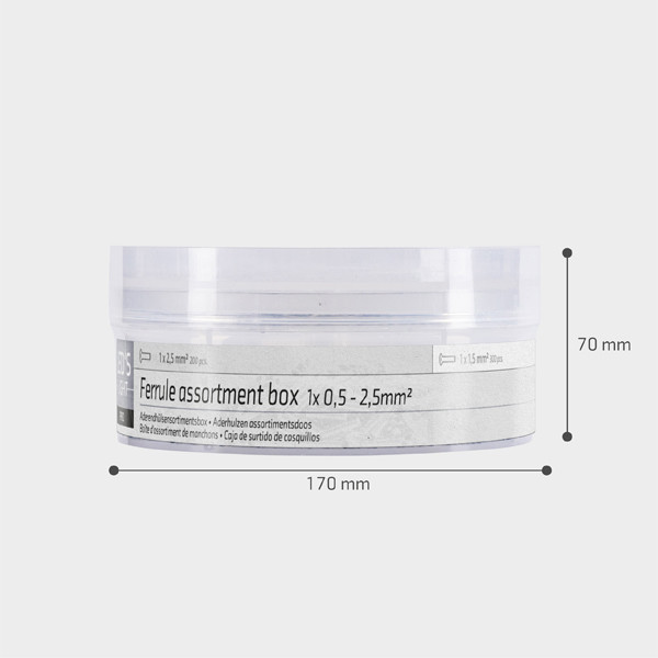 123led Adereindhulzen | 5 maten van 0.5 tot 2.5mm² | 1300 stuks  LDR06790 - 2