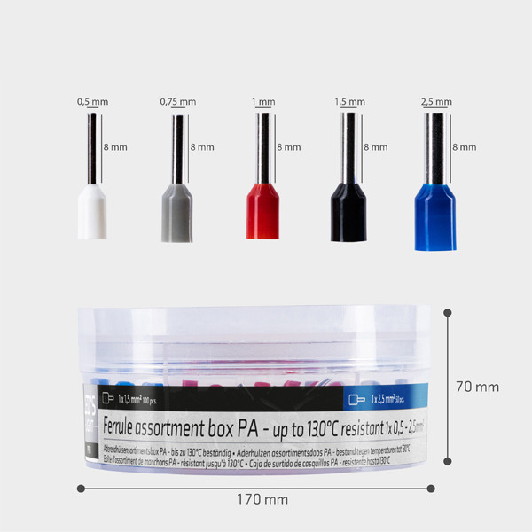 123led Aderhulzen met PA | 5 maten van 0.5mm² tot 2.5mm² | 400 stuks  LDR06789 - 4