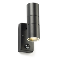 Buitenlamp met beweging & schemersensor GU10 | Up & Down | Calabar | IP44 | Zwart LDR06591