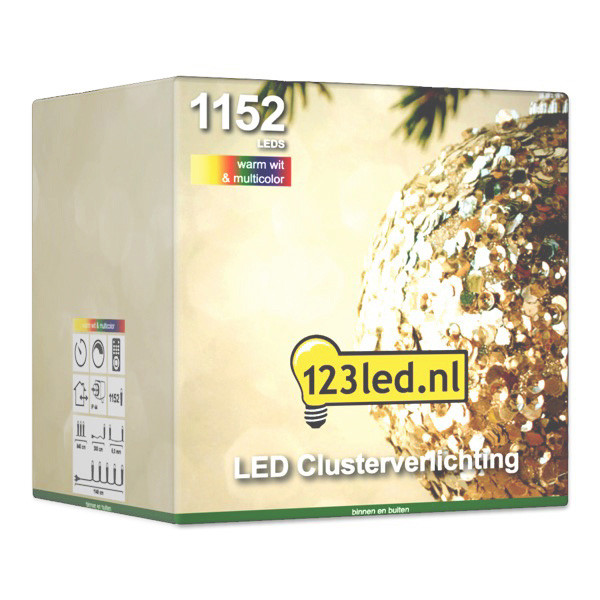 123led Clusterverlichting 11,4 meter | multicolor & warm wit | 1152 lampjes  LDR07189 - 2