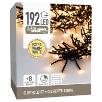 123led Clusterverlichting op batterijen 1.4 meter | Extra Warm Wit | 192 lampjes met timer  LKO00676