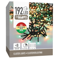 123led Clusterverlichting op batterijen 1.4 meter | Rood, Groen, Extra Warm Wit | 192 lampjes met timer  LKO00677
