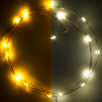 123led Draadverlichting op batterijen | 1 meter | Extra warm wit & warm wit | 20 lampjes | Koper  LDR07276