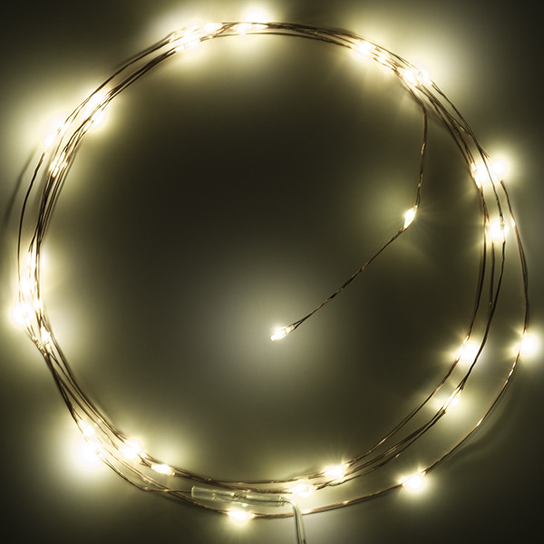 123led Draadverlichting op batterijen | 2 meter | Extra warm wit & warm wit | 40 lampjes | Koper  LDR07277 - 3