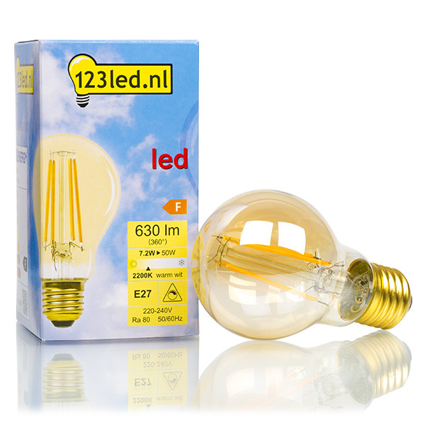 bloemblad matchmaker Wonder 123led E27 filament led-lamp peer goud dimbaar 7.2W (50W) 123led 123led.nl