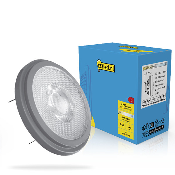 123led G53 LED spot | AR111 | Dim to Warm | 1800-2700K | 24° | Dimbaar | 7.2W (50W) LDR02501 - 1