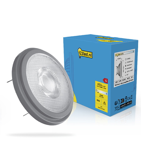 123led G53 LED spot | AR111 | PerfectColor CRI >95 | 2700K | 40° | Dimbaar | 7.4W (50W) LDR02499 - 1