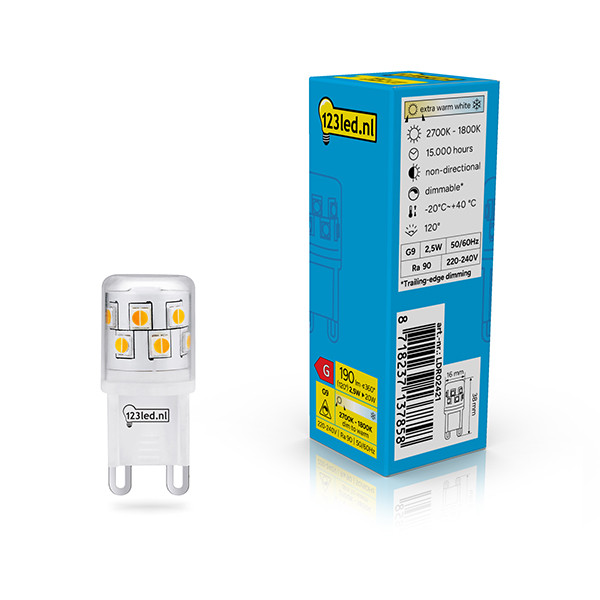 123led G9 LED capsule | 1800-2700K | SMD | Helder | Dim to Warm | 2.5W (20W) LDR02421 - 1