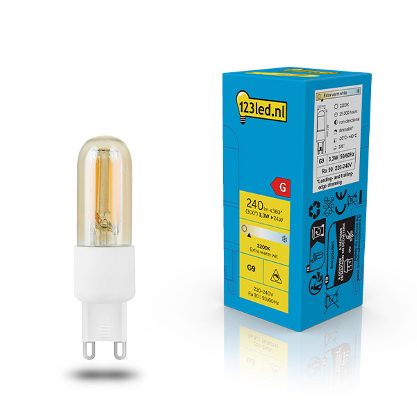 123led G9 LED capsule | Filament | Goud | 2200K | 240 lumen | CRI 90 | Dimbaar | 3.3W (24W) LDR02682 - 1