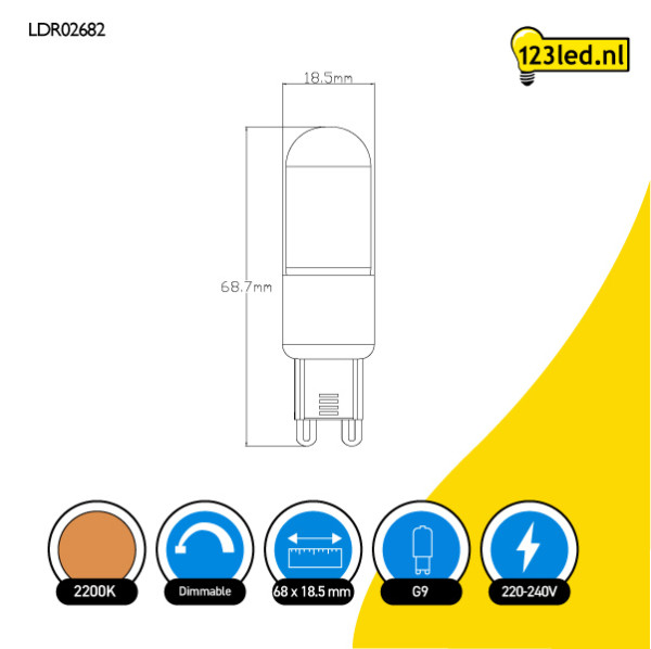 123led G9 LED capsule | Filament | Goud | 2200K | 240 lumen | Dimbaar | 3.3W (24W) LDR02682 - 2