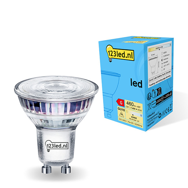 123led GU10 LED spot | 4000K | Dimbaar | 7.4W (65W)  LDR01736 - 1