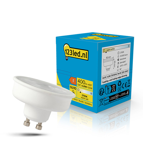 123led GU10 led spot | Flat | 2700K | Dimbaar | 4.8W (50W) LDR02678 - 1