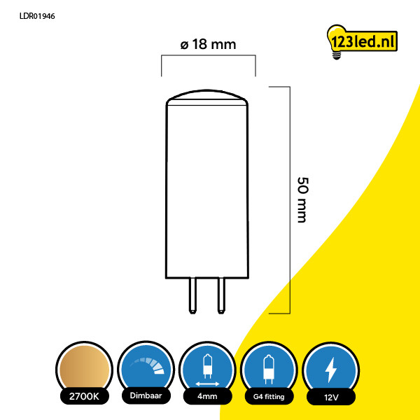 123led GY6.35 LED capsule | SMD | Helder | 2700K | Dimbaar | 4.5W (40W) LDR01946 - 2