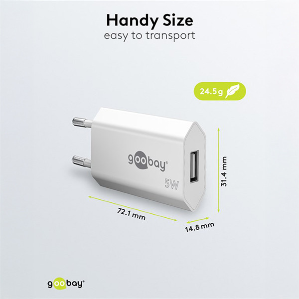 Goobay USB-A oplader | 1 poort | 5W | Wit LDR03636 - 3