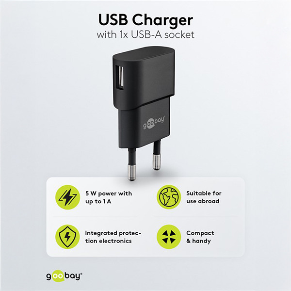 123led Goobay USB-A oplader | 1 poort | 5W | Zwart  LDR03634 - 3