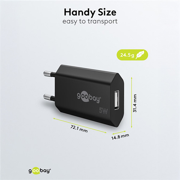 Goobay USB-A oplader | 1 poort | 5W | Zwart LDR03637 - 3