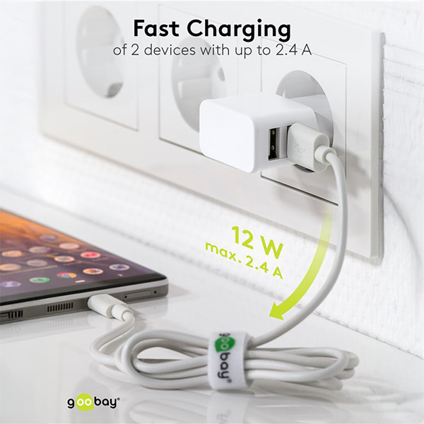 Goobay USB-A oplader | 2 poorten | 12W | Wit LDR03638 - 5