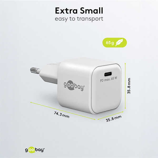 123led Goobay USB-C snellader | 1 poort | 65W | GaN | Power Delivery | Wit  LDR03631 - 4