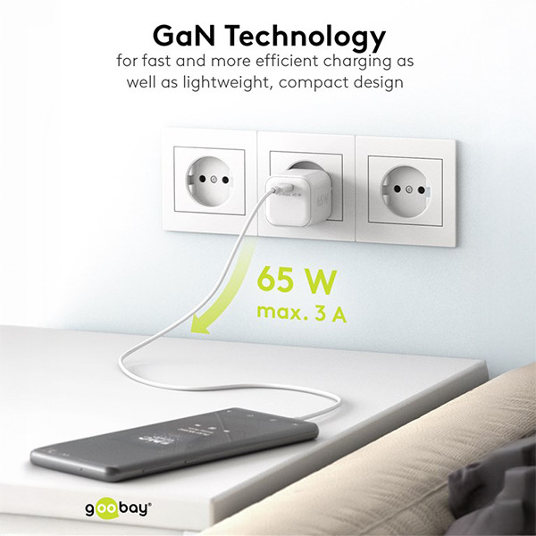 123led Goobay USB-C snellader | 1 poort | 65W | GaN | Power Delivery | Wit  LDR03631 - 6
