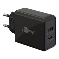 Goobay USB multipoort oplader | 2 poorten | USB-A & USB-C | 30W | Power Delivery | Zwart
