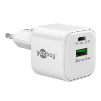 Goobay USB multipoort snellader | 2 poorten | USB-A & USB-C | 20W | GaN | Power Delivery | Wit LDR03648