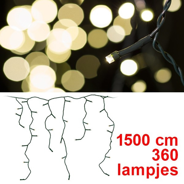 123led IJspegelverlichting 15 meter |  warm wit | 360 lampjes  LKO00256 - 1