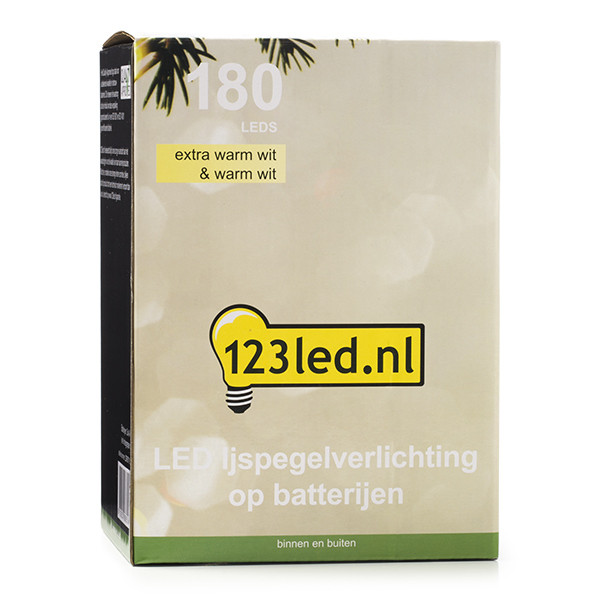 123led IJspegelverlichting op batterijen 4 meter | extra warm wit & warm wit | 180 lampjes  LDR07191 - 7
