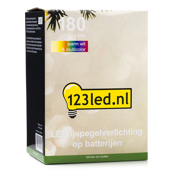 123led IJspegelverlichting op batterijen 4 meter | warm wit & multicolor | 180 lampjes  LDR07307 - 7