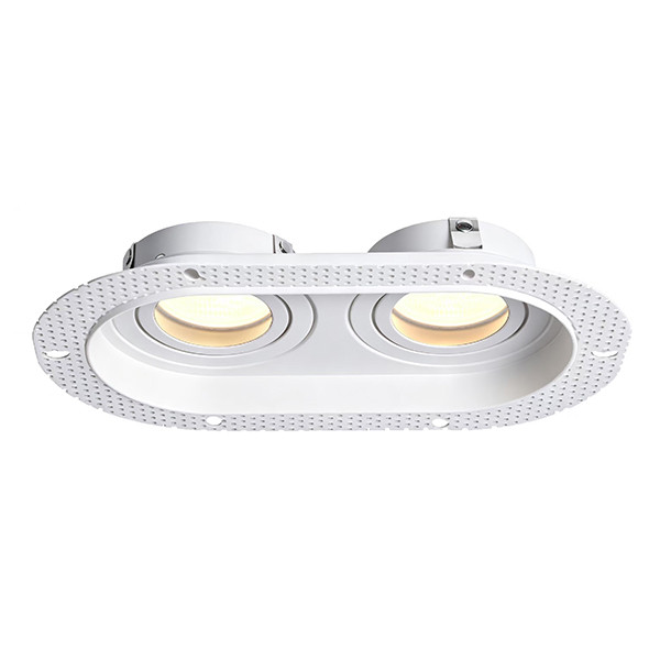 Inbouwarmatuur 2x GU10 | Trimless | Rond | 175 x 90 mm | incl. fitting | Kantelbaar | IP20 | Wit LDR08288 - 1