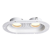 Inbouwarmatuur 2x GU10 | Trimless | Rond | 175 x 90 mm | incl. fitting | Kantelbaar | IP20 | Wit LDR08288