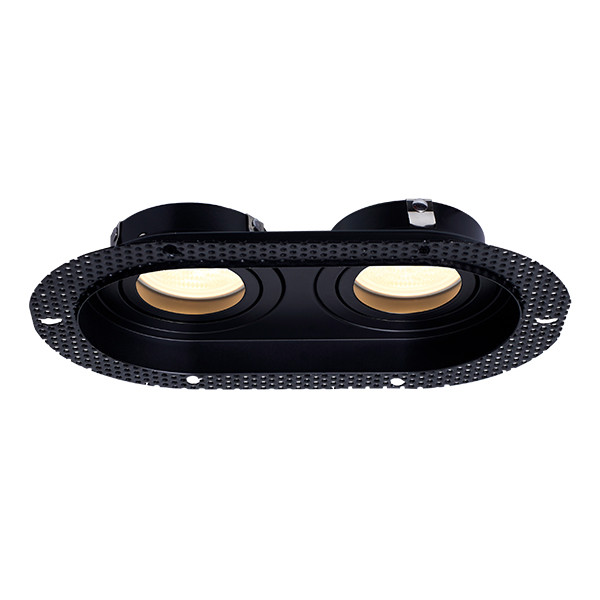 Inbouwarmatuur 2x GU10 | Trimless | Rond | 175 x 90 mm | incl. fitting | Kantelbaar | IP20 | Zwart LDR08290 - 1