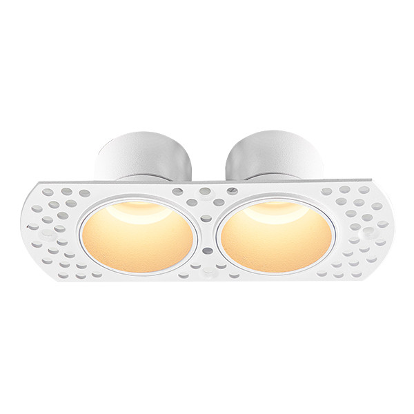 Inbouwarmatuur 2x GU10 MR11 | Trimless | Rond | 100 x 52 mm | incl. fitting | Kantelbaar | IP20 | Wit LDR08304 - 1