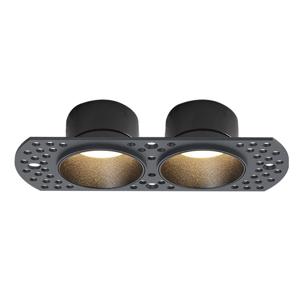Inbouwarmatuur 2x GU10 MR11 | Trimless | Rond | 100 x 52 mm | incl. fitting | Kantelbaar | IP20 | Zwart LDR08306 - 1