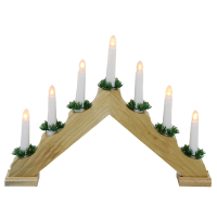 Kaarsenbrug op batterijen | 41 x 27 cm | 7 lampjes | Warm wit | Hout | Bruin LKO00913