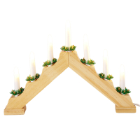 Kaarsenbrug op stekker | 41 x 27 cm | 7 lampjes | Warm wit | Hout | Bruin LKO00909