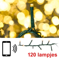 Kerst ledverlichting 120 lampjes 12 meter warm wit met app bediening ... Kerst ledverlichting 120 lampjes 12 meter warm wit met app bediening ...