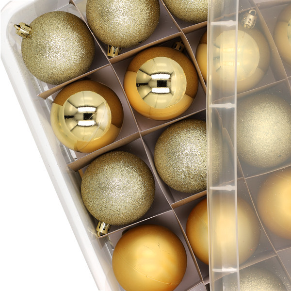 Kerstballenset inclusief opbergbox | Mat, glans & glitter | Goud | 70 stuks LKO00877 - 3