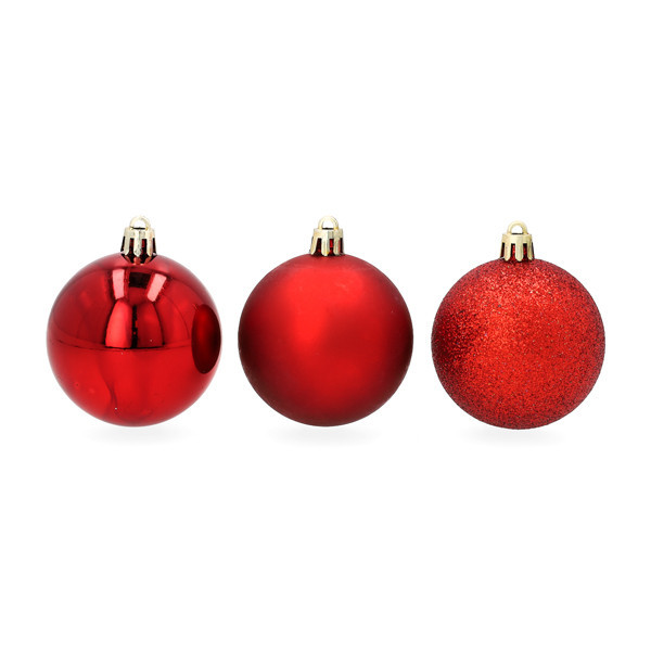 Kerstballenset inclusief opbergbox | Mat, glans & glitter | Rood | 70 stuks LKO00879 - 2