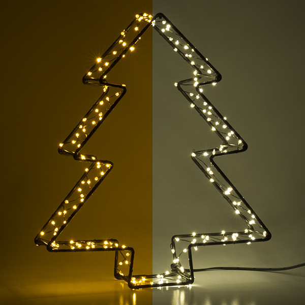 123led Kerstboom 3D op batterijen | 26 cm | Extra warm wit & warm wit | 200 lampjes | Zwart  LDR07286 - 1