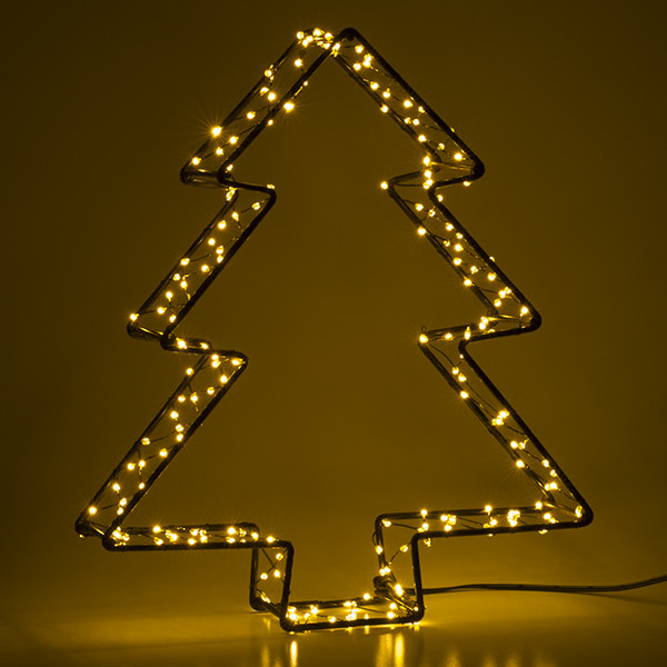 123led Kerstboom 3D op batterijen | 26 cm | Extra warm wit & warm wit | 200 lampjes | Zwart  LDR07286 - 3