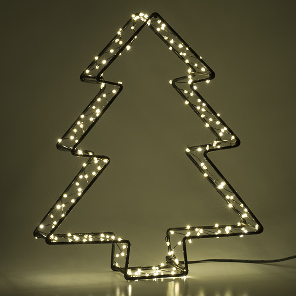 123led Kerstboom 3D op batterijen | 26 cm | Extra warm wit & warm wit | 200 lampjes | Zwart  LDR07286 - 4