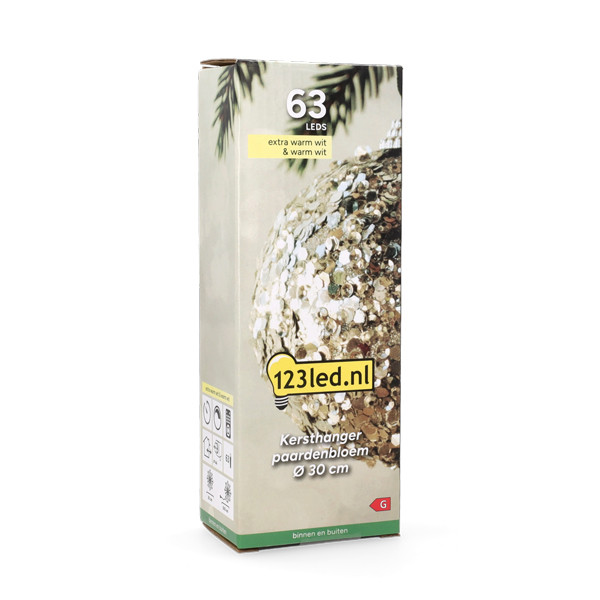 Kersthanger paardenbloem Ø 30 cm | Extra warm wit & warm wit | 63 lampjes LDR07343 - 9