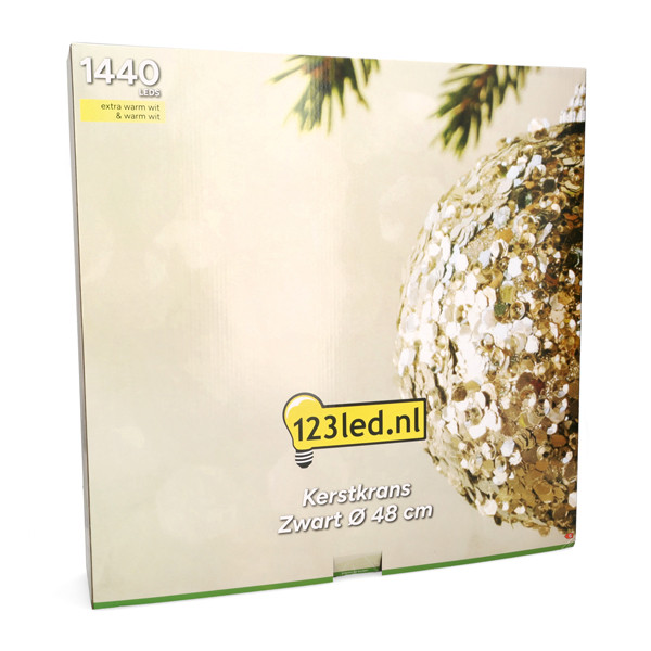 Kerstkrans | Ø 48 cm | Extra warm wit & warm wit | 1440 lampjes | Zwart LDR07329 - 8